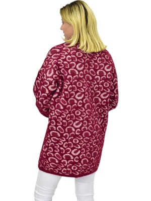 Nefise Kadın Leopar Desen Oversize Kazak 140116 BGL-ST04081