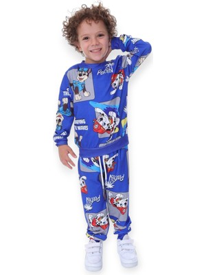 Arya Nisa Kids Erkek Çocuk 2 İplikli Full Likralı Kumaş Paw Patrol Karakterli Mavi Uzun Kollu Eşofman Takım