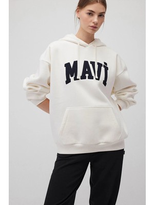 Kadın Beyaz M1S10175-80194 Kapüşonlu Sweatshirt