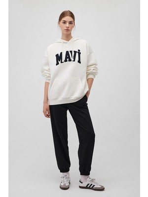 Kadın Beyaz M1S10175-80194 Kapüşonlu Sweatshirt