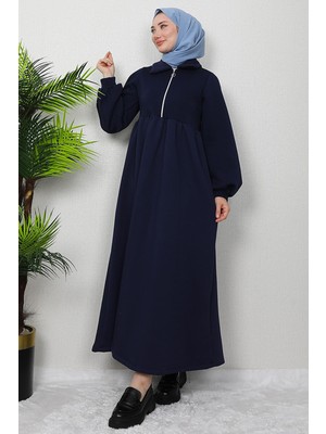 Ilayda Fermuarlı Elbise Lacivert