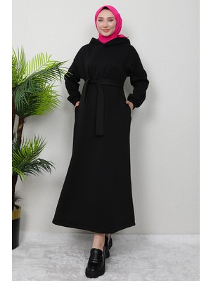 Şardonlu Cepli Elbise Siyah