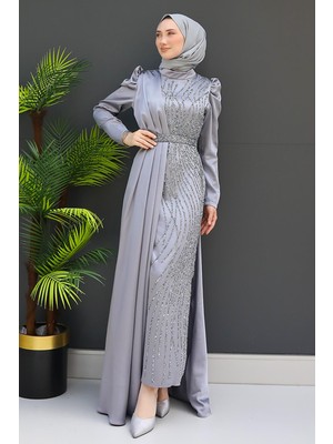 Yonca Pelerin Abiye Gri