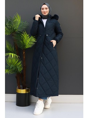 Aysema Kürklü Şişme Mont Lacivert