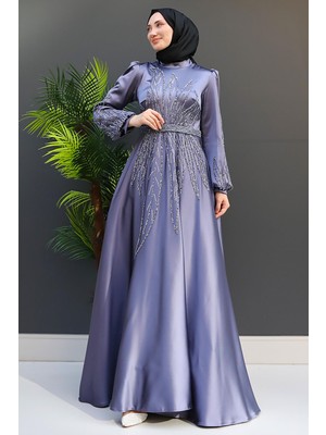 Giza Store Alina Tesettür Abiye Koyu Gri