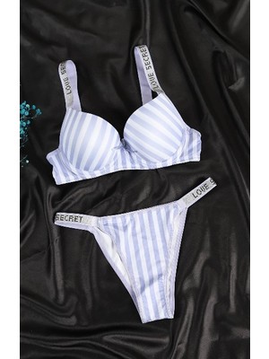 Vs Çizgili Desen Dolgulu Sütyen Takım