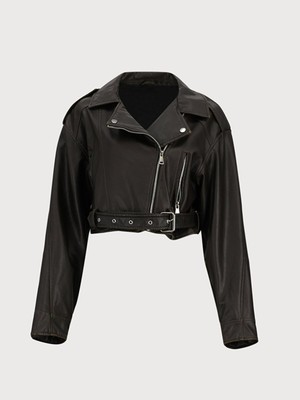 LTB Kadın  Soluk Efektli Küba Yaka Fermuarlı Kahve Rengi Ceket