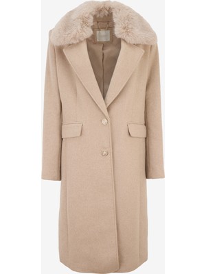 Guess Gri Kadın Kaban Nancy Fıt Coat Faux - Recy Compact