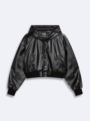 LTB Oversıze Kapüşonlu Siyah Ceket
