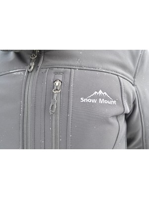 Snowmount Siyah Renk Trail Softshell Rüzgar Su Geçirmez Kapüşonlu Ceket Mont