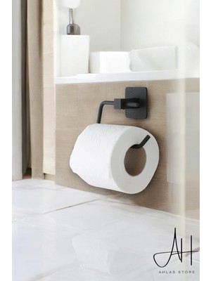 Ahlas Store Yapışkanlı Siyah Kare Havluluk Wc Tuvalet Kağıtlık Havlu Askısı Banyo Askısı