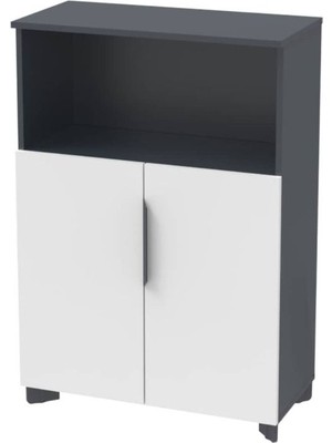 Çağın Ofis Mobilyaları Tidy Yarım Kapaklı Dosya ve Depolama Dolabı 117 cm Antrasit-Lake Beyaz