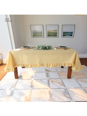 NDC Home Buldan Keteni Sarı Fırfırlı Masa Örtüsü