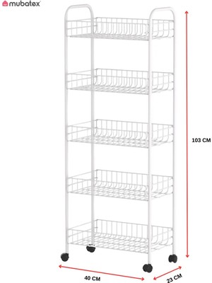 Mubatex Sebze ve Meyve Sepeti Çok Amaçlı Mutfak Rafı Metal Düzenleyici Raf Çok Amaçlı Sepet Beyaz