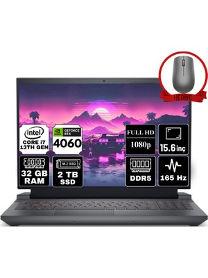 Dell Gaming G15 5530 Intel Core I7-13650HX 32GB 2tb SSD RTX4060/8GB 15.6" Full Hd 165Hz Freedos Gaming Laptop G155530013U-A10