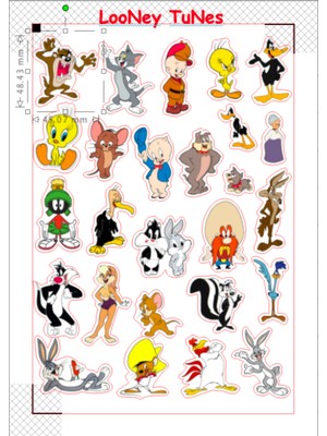 Öğrence Gezegeni Sticker Cam Duvar Laptop Telefon Looney Toones Temalı Disney 25+Figür