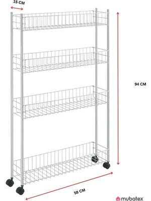 Mubatex Mutfak Rafı Metal Mutfak Rafı Sebzelik Banyo Rafı Meyvelik Çiçeklik Çok Amaçlı Raf Beyaz