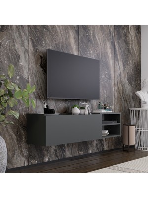 Lifedeco Tv Sehpa Ünitesi Antrasit Kapaklı Duvara Monte LD-1002-M2M4FA90