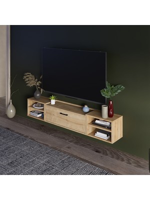 Lifedeco Tv Sehpa Ünitesi Safir Meşe Kapaklı Duvara Monte LD-1001-M4M1M4FS90