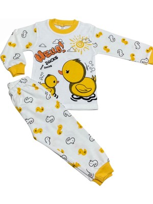 Özöz Bebe Unisex Bebek-Çocuk Sevimli Ördek Pijama Takımı