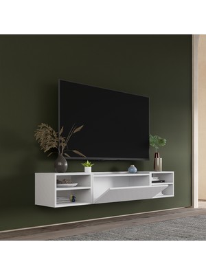 Lifedeco Tv Sehpa Ünitesi Beyaz Kapaklı Duvara Monte LD-1002-M4M2M4FB90