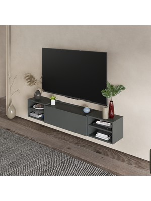 Lifedeco Tv Sehpa Ünitesi Antrasit Kapaklı Duvara Monte LD-1002-M4M2M4FA90