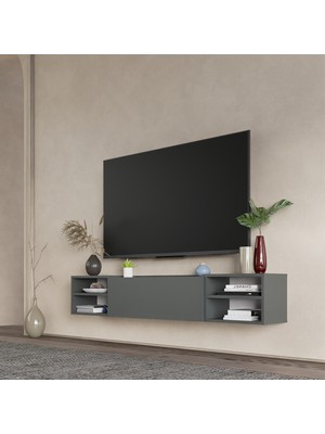 Lifedeco Tv Sehpa Ünitesi Antrasit Kapaklı Duvara Monte LD-1002-M4M2M4FA90