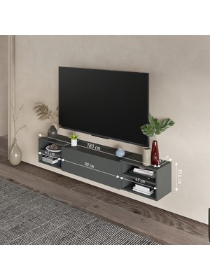 Lifedeco Tv Sehpa Ünitesi Antrasit Kapaklı Duvara Monte LD-1002-M4M2M4FA90