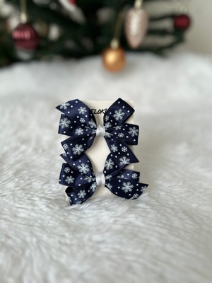 Yılbaşı Temalı Mavi Kar Tanesi Kurdele Lastikli 2li Toka