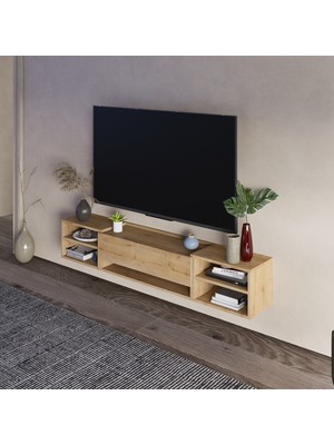 Lifedeco Tv Sehpa Ünitesi Safir Meşe Kapaklı Duvara Monte LD-1003-M4M3M4FS90