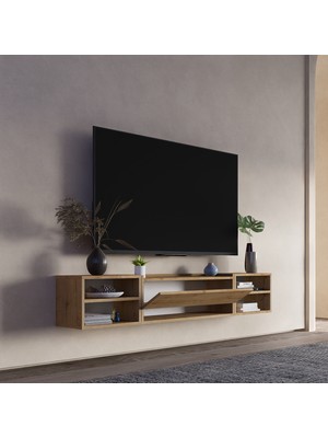 Lifedeco Tv Sehpa Ünitesi Safir Meşe Kapaklı Duvara Monte LD-1003-M4M3M4FS90