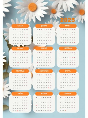 bebekokusu 2025 Takvimi Papatya Çiçeği Mavi Detaylı Tasarım ( Kişiye Özel Isim Yazılabilir. )