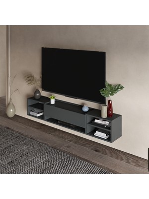 Lifedeco Tv Sehpa Ünitesi Antrasit Kapaklı Duvara Monte LD-1003-M4M3M4FA90