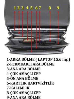 Case Club 2007 Laptop Evrak Omuz Çantası 15.6 Inç 5 Bölmeli Su Geçirmez Omuz Askılı