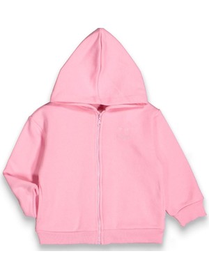 Kız Cocuk Pembe Colorful Kapüşonlu Hırka - 1014691