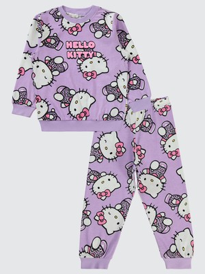 Hello Kitty Kız Çocuk Pijama Takımı 2-5 Yaş Dijital Lavanta