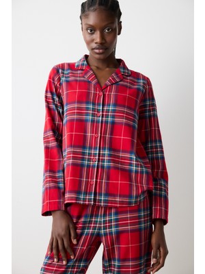 Penti New York Red Checked Kırmızı Gömlek Pantolon Pijama Takımı