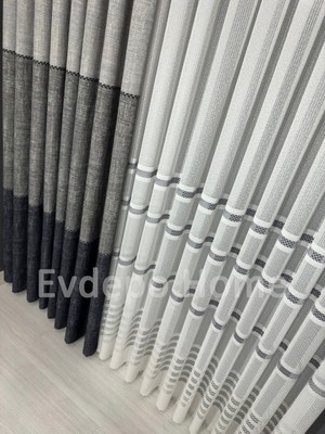 Taç Aplik Tül Perde, 1/3 Sık Pile Ekru  550 x 200 cm