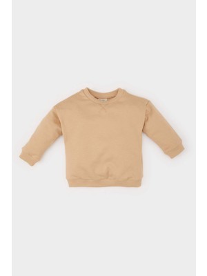 DeFacto Erkek Bebek Bisiklet Yaka İçi Yumuşak Tüylü Basic Düz Sweatshirt E5279A524WN