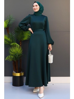 Ronay Tesettür Elbise Zümrüt