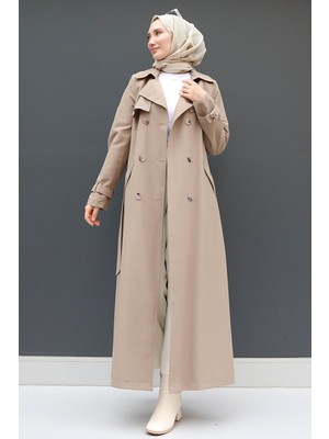 Liza Düğmeli Trenç Vizon