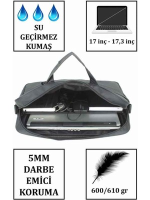 Case Club 2129 Siyah 17 Inç Omuz ve El Çantası Büyük Boy Omuz Askılı Hafif Su Geçirmez Kumaş