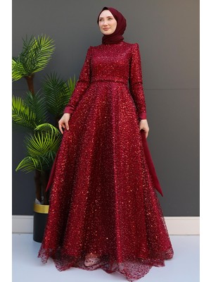 Giza Store Simay Tesettür Abiye Bordo