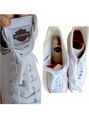 Harley Davıdson Pıstburghh Unisex Kadın /erkek Beyaz Bağcıklı Sneaker  Eu 43 / Usa 10 / Uk 9