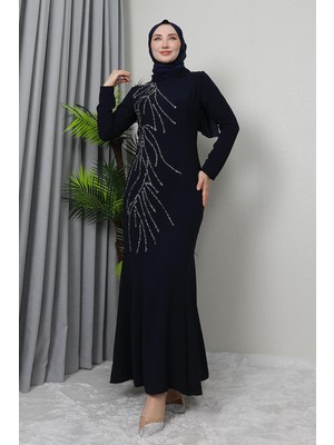Giza Store Hiranur Tesettür Elbise Lacivert