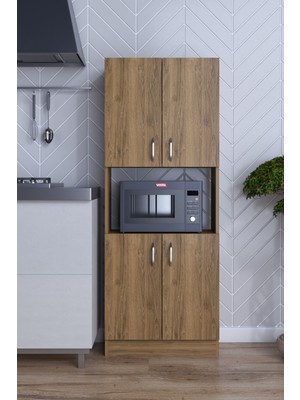 Moka Park AVM Alt  Üst Kapaklı 4 Geniş  Raflı  Mikrodalga Fırın Dolabı Çok Amaçlı Dolap