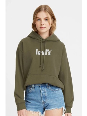 Levi's Klasik Yaka Yeşil Kadın Sweatshırt A2640-0117 Yeşil Sweatshirt