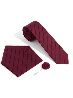 Pierre Cardin Erkek Bordo 3'lü Kravat Mendil Set 50309605-900