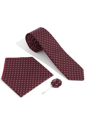 Pierre Cardin Erkek Bordo 3'lü Kravat Mendil Set 50309608-900