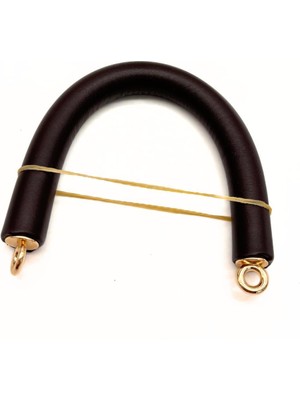 Angel Çanta Aksesuar 27 Cm Rulo Model Suni Deri Koyu Kahve Çanta Sapı Light Gold Metalli